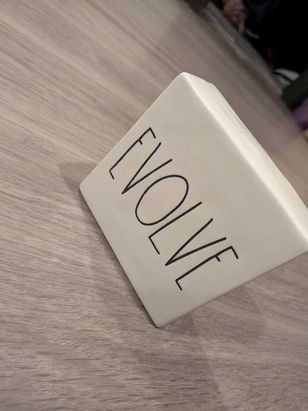 Rae Dunn Magenta "EVOLVE" stoneware desk paperweight or decorative block